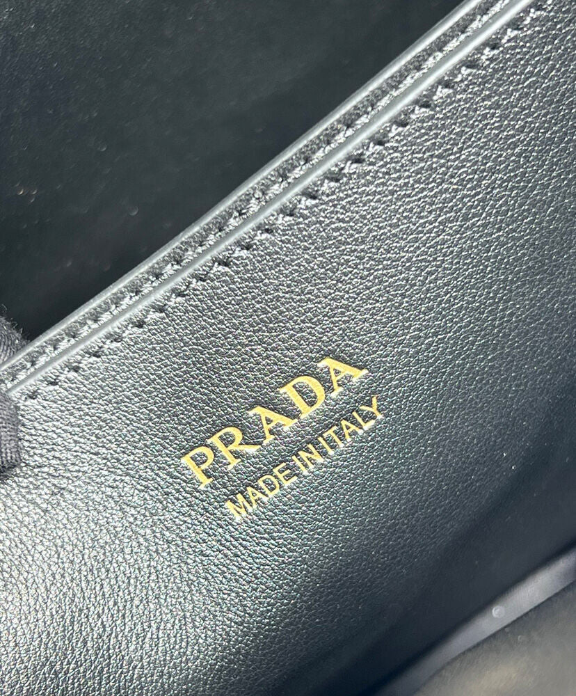 Prada Buckle Medium Leather Handbag With Double Belt