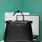 Prada Buckle Medium Leather Handbag With Double Belt