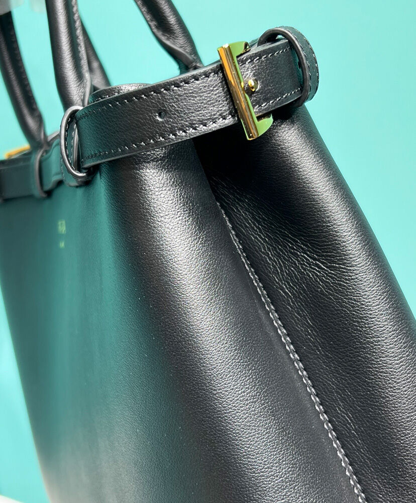 Prada Buckle Medium Leather Handbag With Double Belt