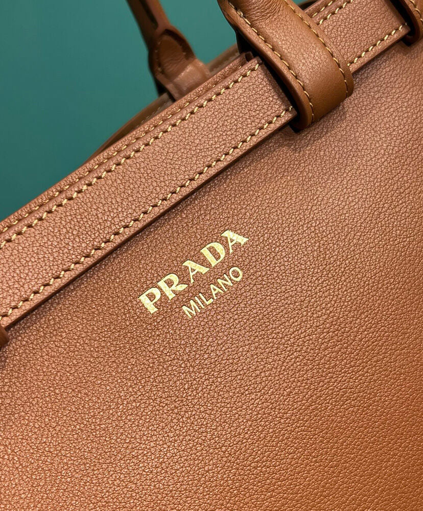 Prada Buckle Small Leather Handbag With Double Belt