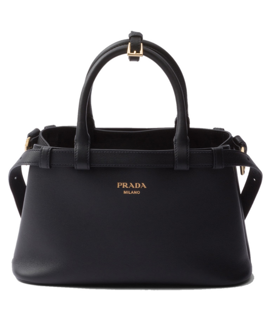 Prada Buckle Small Leather Handbag With Double Belt