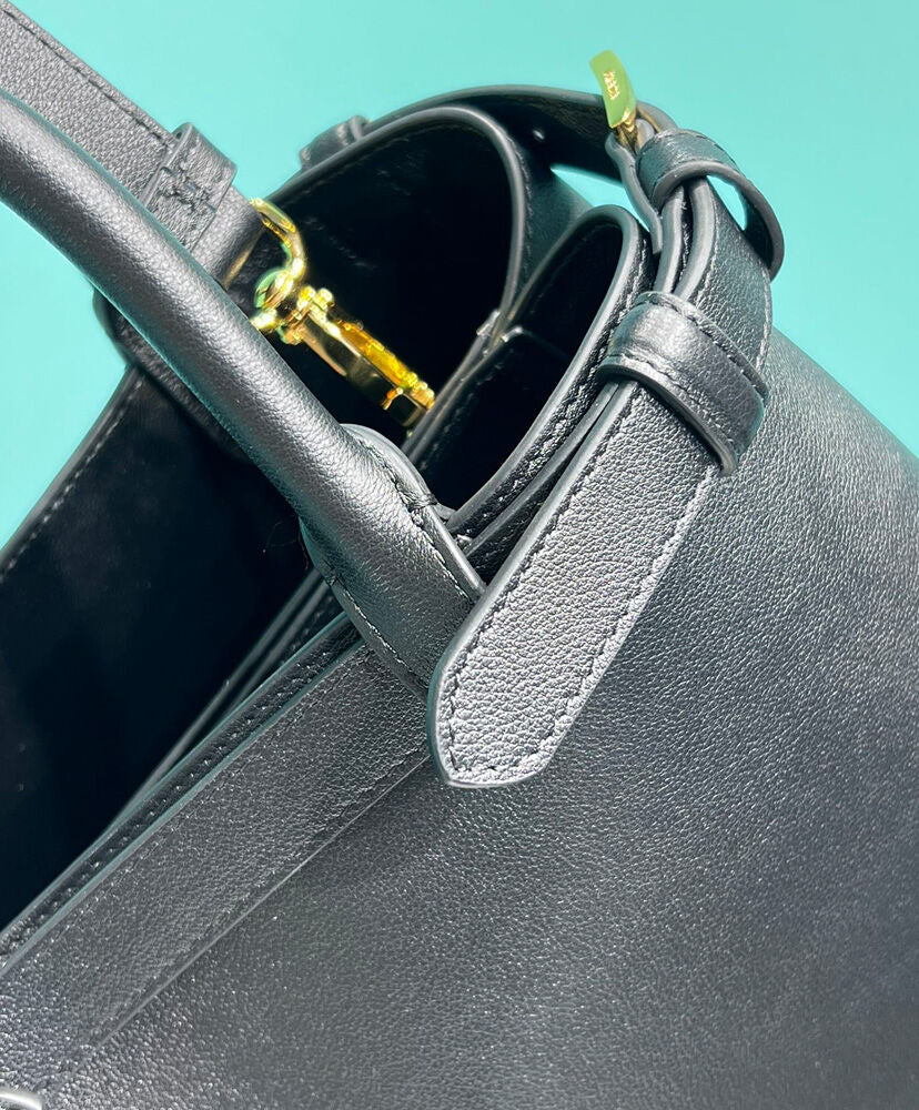 Prada Buckle Small Leather Handbag With Double Belt