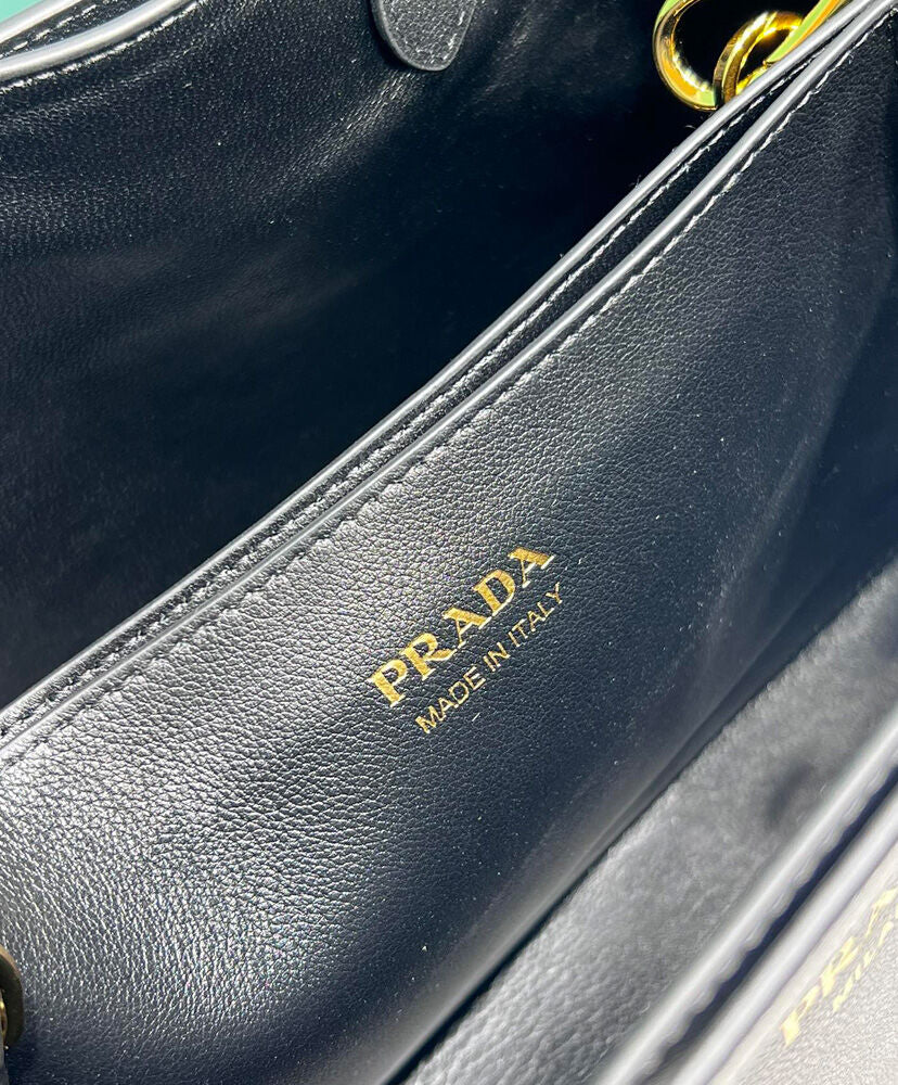Prada Buckle Small Leather Handbag With Double Belt