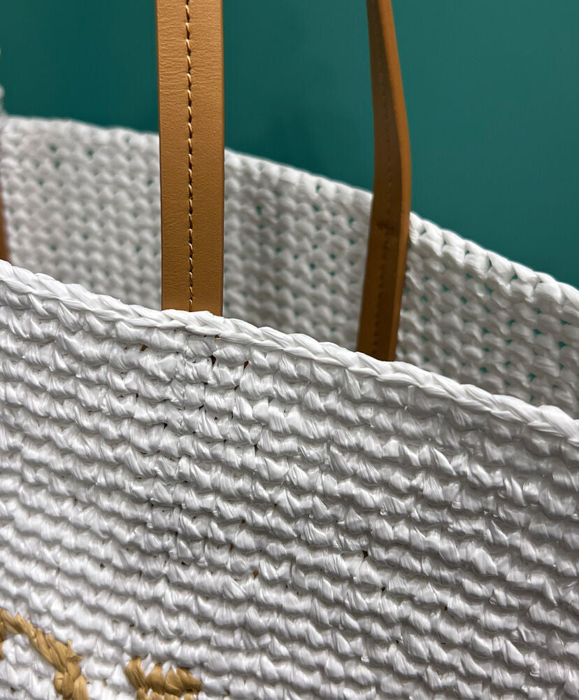 Crochet And Leather Tote Bag