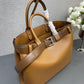 Prada Buckle Large Leather Handbag With Belt