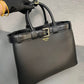 Prada Buckle Large Leather Handbag With Belt