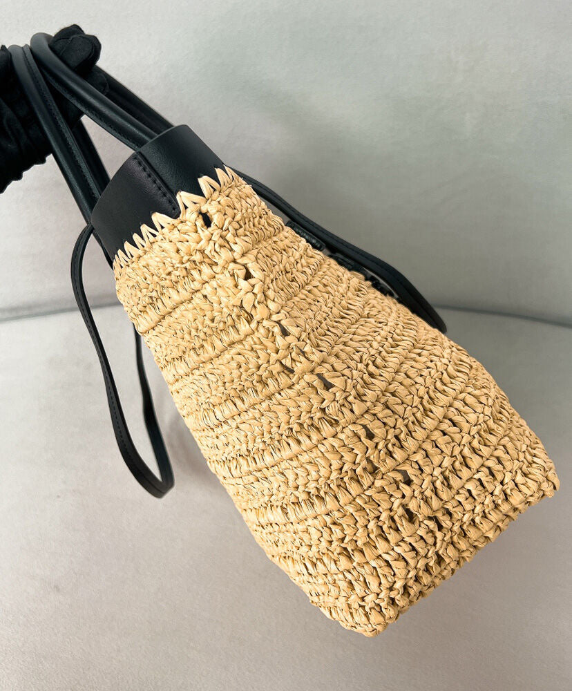 Small Crochet And Leather Tote Bag