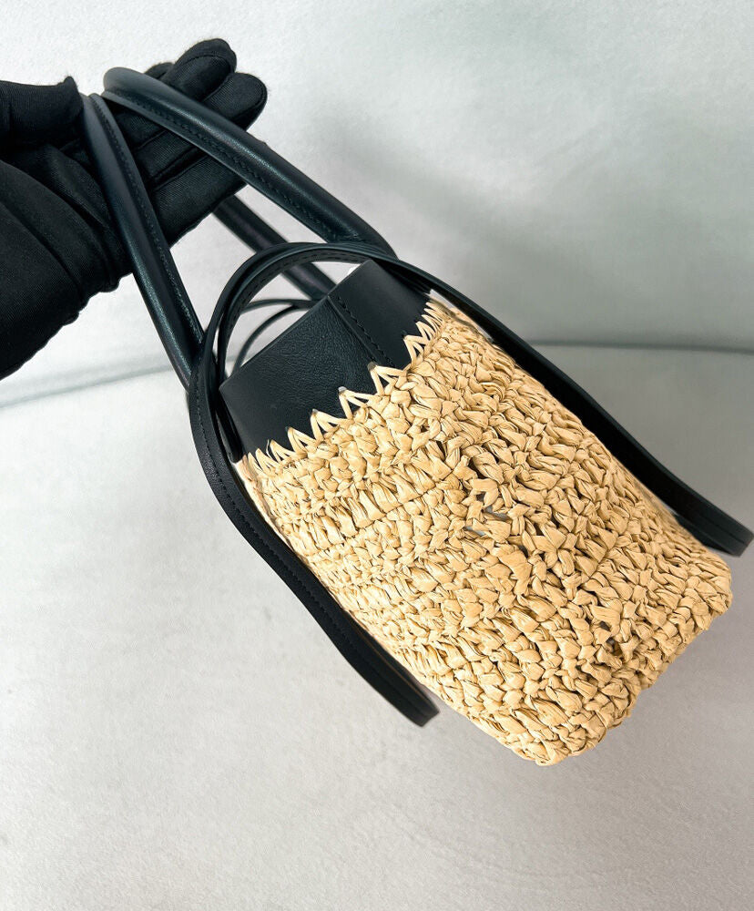 Mini Crochet And Leather Tote Bag