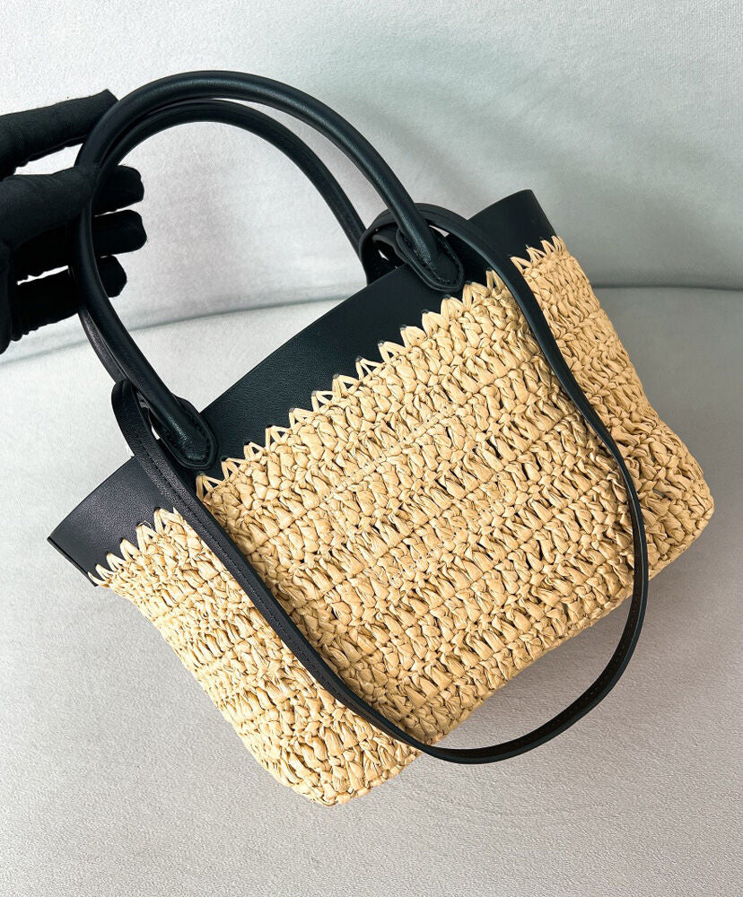 Mini Crochet And Leather Tote Bag