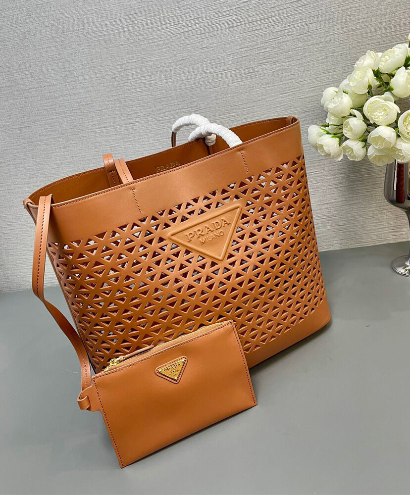 Large Perforated Leather Tote Bag