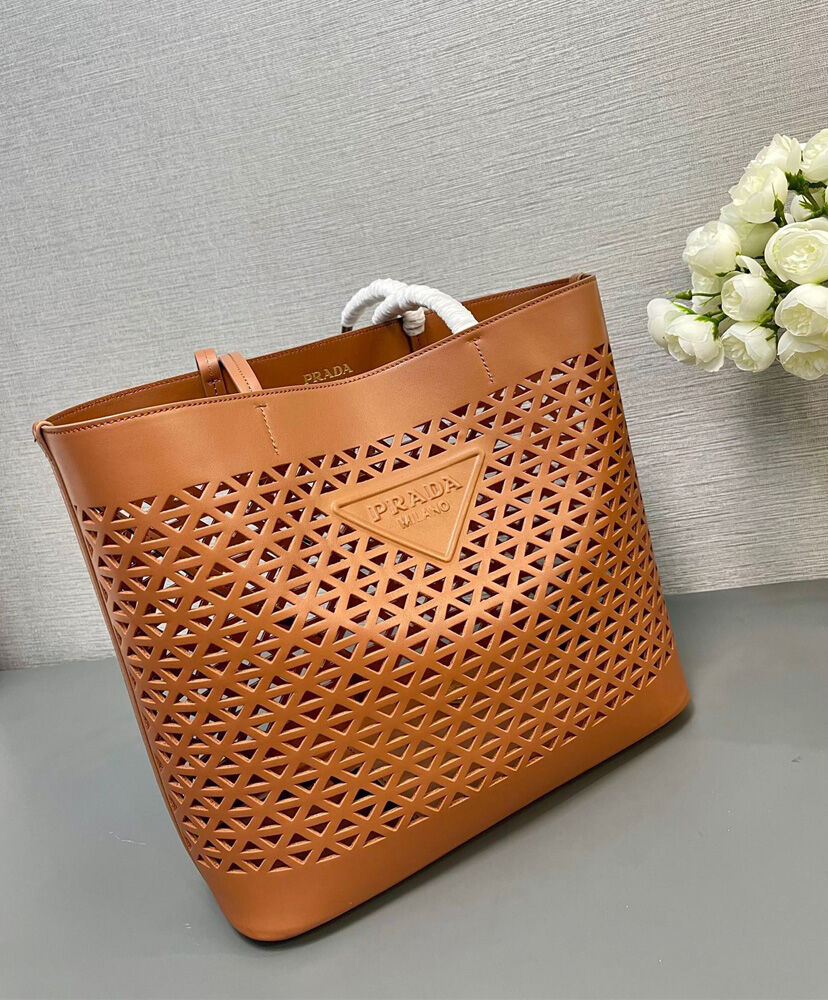 Large Perforated Leather Tote Bag