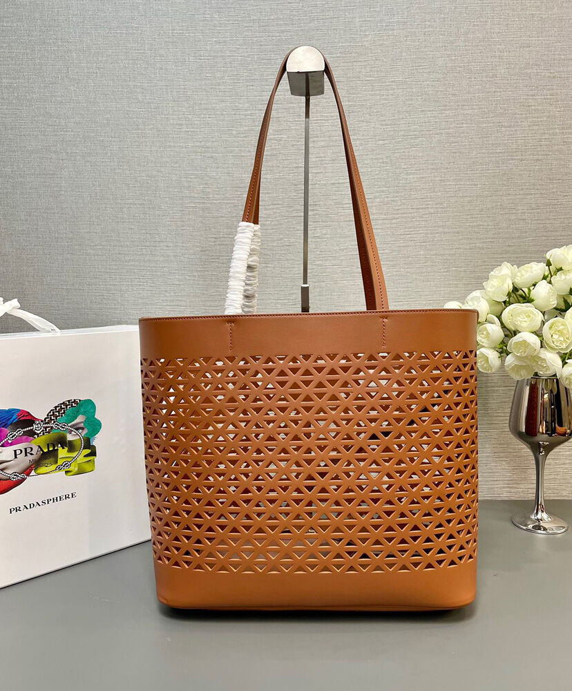 Large Perforated Leather Tote Bag