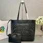 Large Perforated Leather Tote Bag