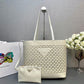 Large Perforated Leather Tote Bag