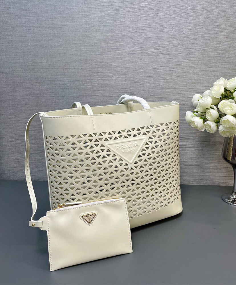 Large Perforated Leather Tote Bag