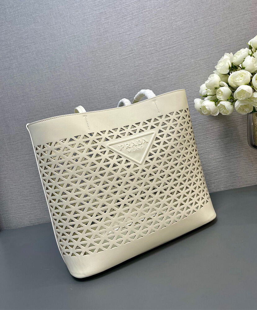 Large Perforated Leather Tote Bag