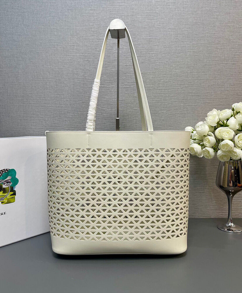 Large Perforated Leather Tote Bag