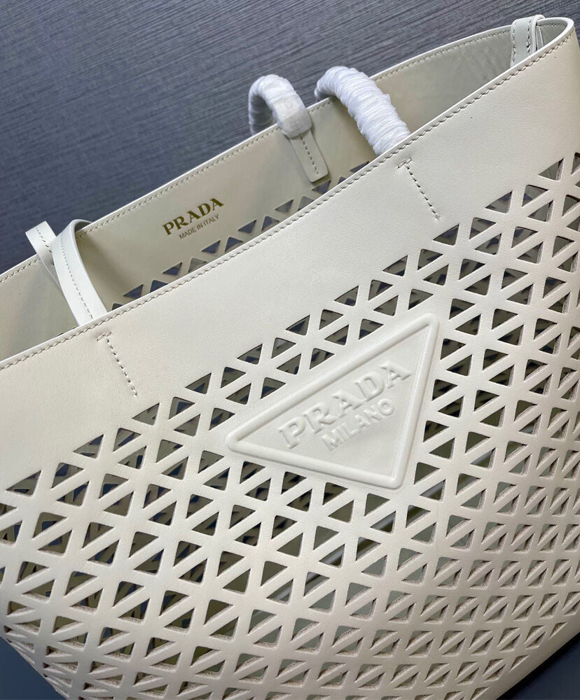 Large Perforated Leather Tote Bag