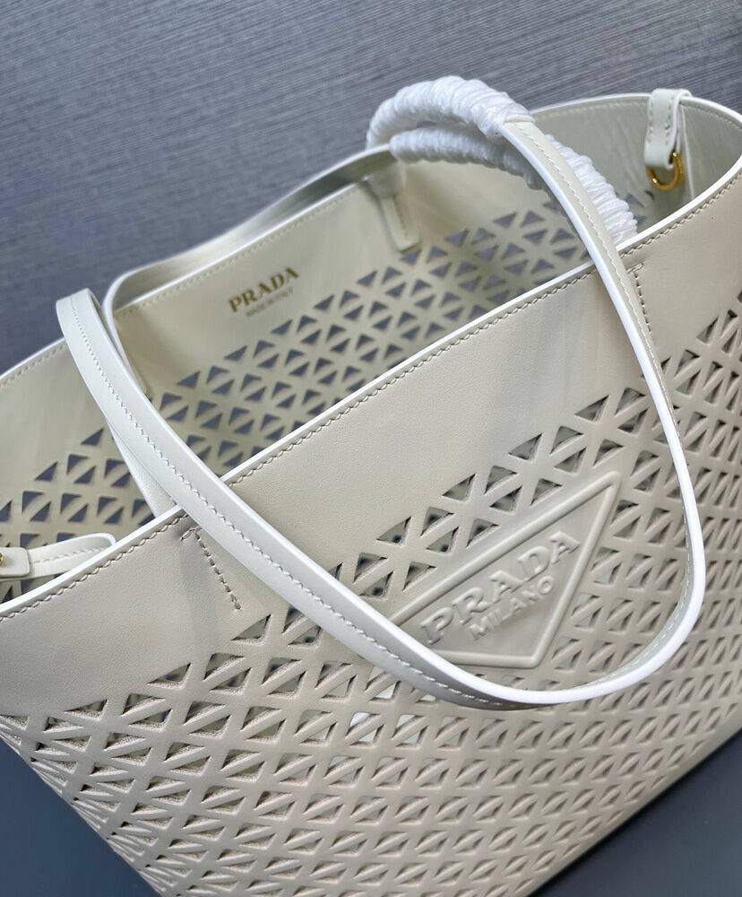 Large Perforated Leather Tote Bag