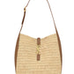 Le 5 a 7 Supple Small Leather-Trimmed Raffia Shoulder Bag