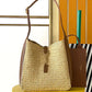 Le 5 a 7 Supple Small Leather-Trimmed Raffia Shoulder Bag