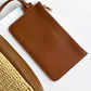 Le 5 a 7 Supple Small Leather-Trimmed Raffia Shoulder Bag