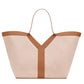 Y Leather And Canvas Tote Bag