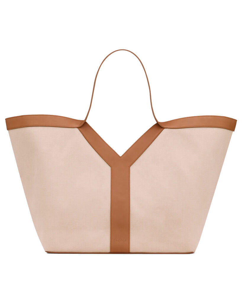 Y Leather And Canvas Tote Bag