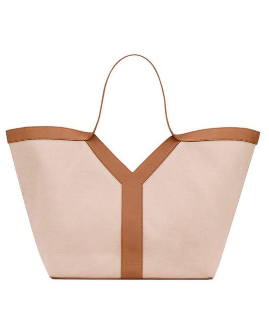 Y Leather And Canvas Tote Bag