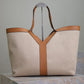 Y Leather And Canvas Tote Bag