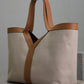 Y Leather And Canvas Tote Bag