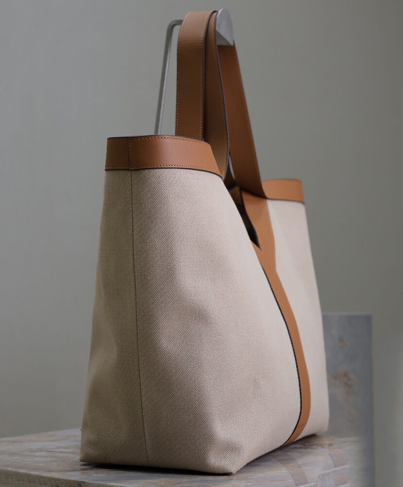 Y Leather And Canvas Tote Bag