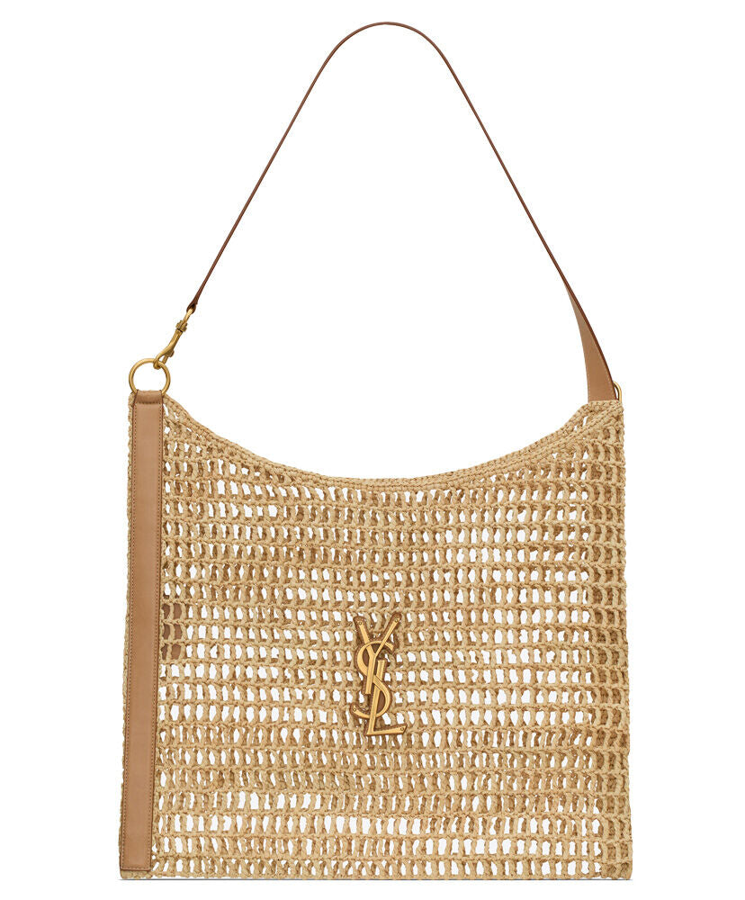 Oxalis Leather-Trimmed Raffia Shoulder Bag