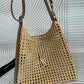 Oxalis Leather-Trimmed Raffia Shoulder Bag