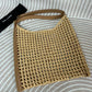 Oxalis Leather-Trimmed Raffia Shoulder Bag