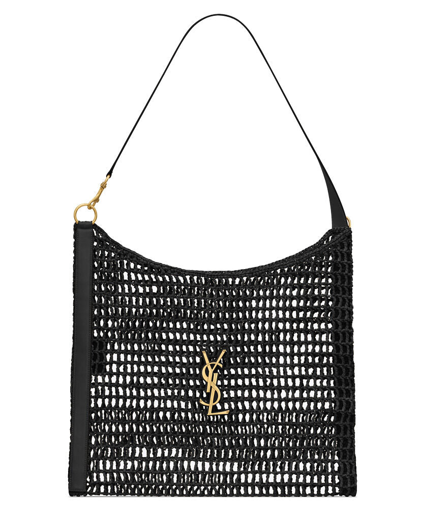 Oxalis Leather-Trimmed Raffia Shoulder Bag