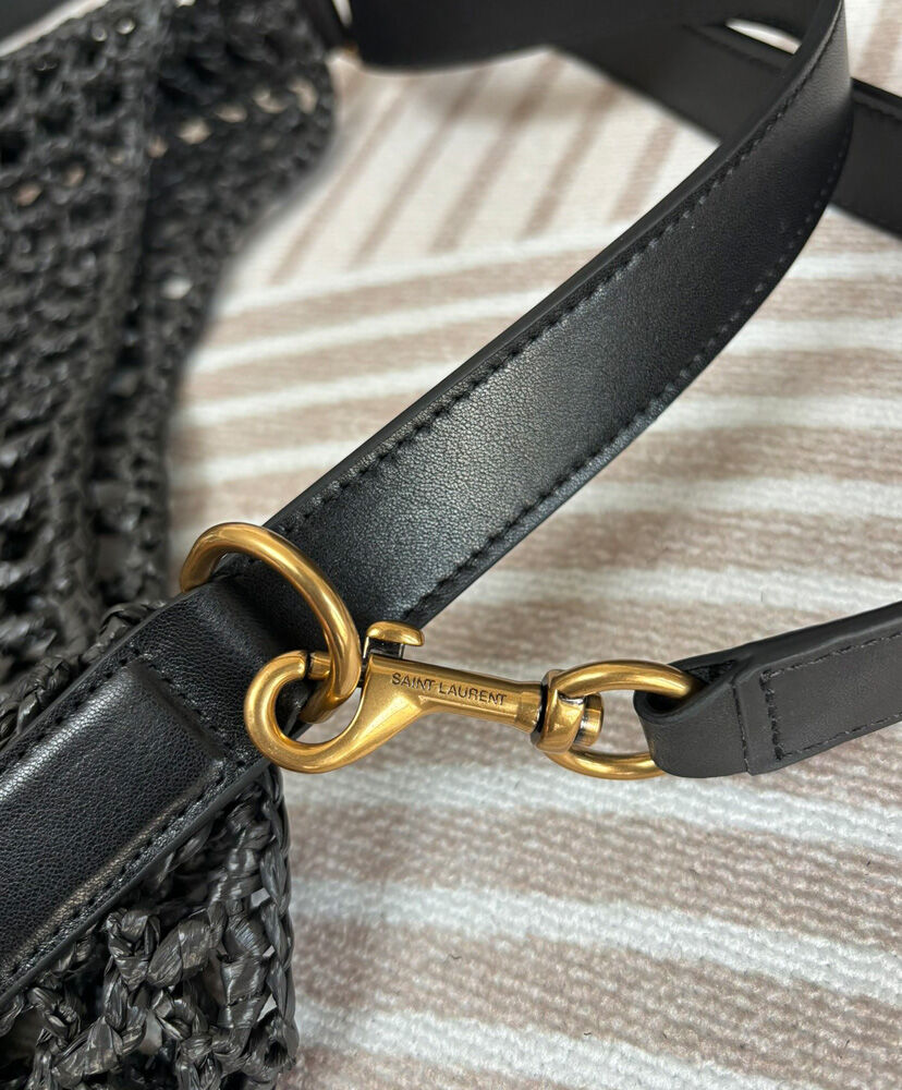 Oxalis Leather-Trimmed Raffia Shoulder Bag