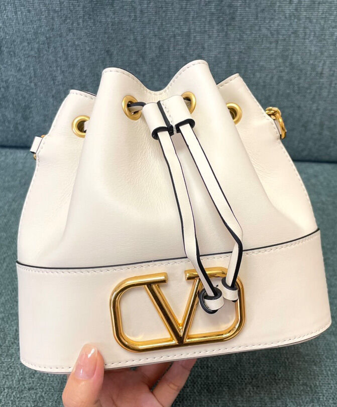 Mini Bucket Bag In Nappa With Vlogo Signature Chain