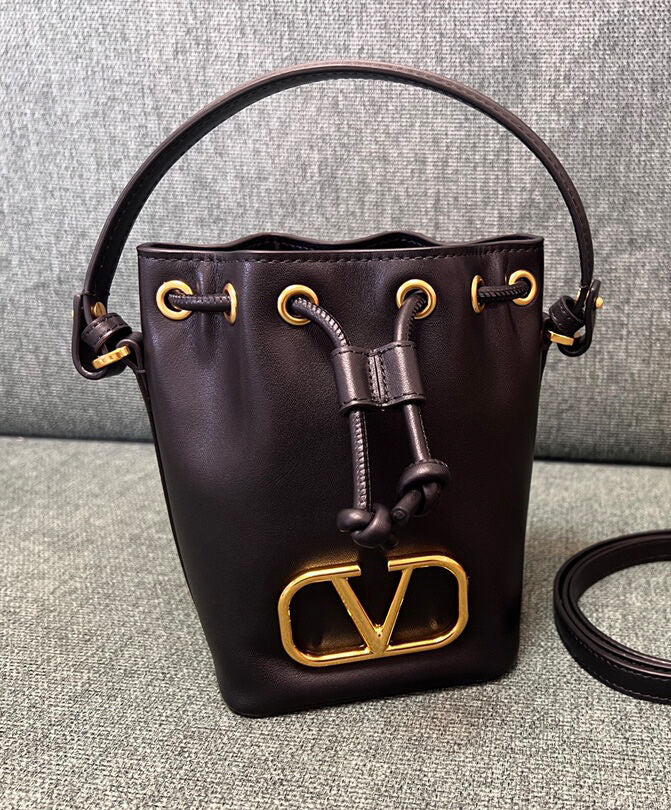 Mini Vlogo Signature Bucket Bag In Nappa Leather