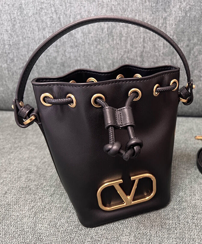 Mini Vlogo Signature Bucket Bag In Nappa Leather