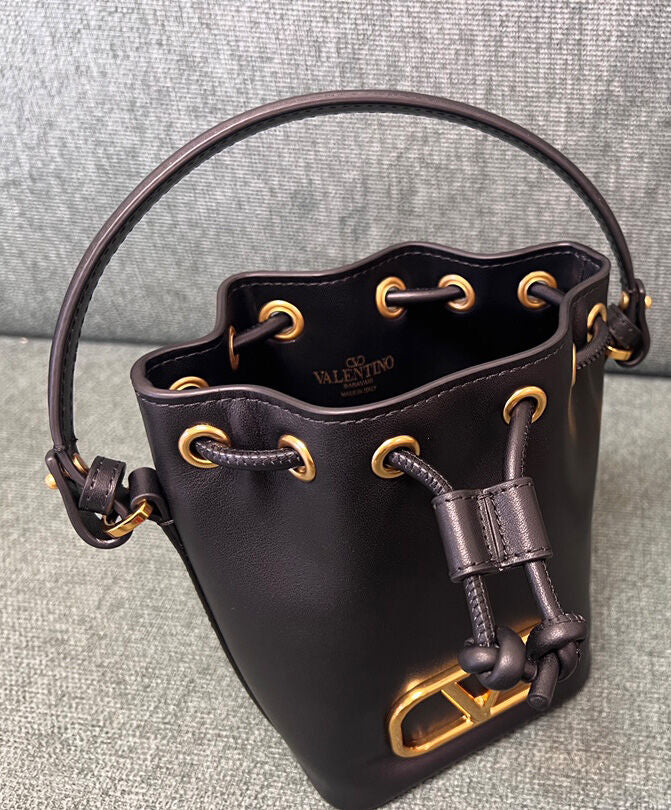 Mini Vlogo Signature Bucket Bag In Nappa Leather