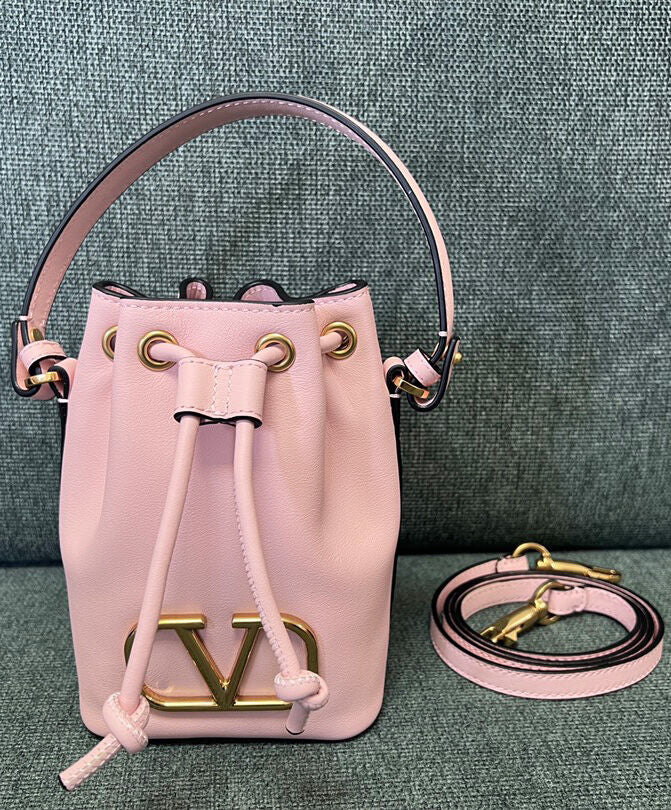 Mini Vlogo Signature Bucket Bag In Nappa Leather