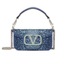 Small Loco Denim Shoulder Bag With Rhinestones