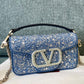 Small Loco Denim Shoulder Bag With Rhinestones