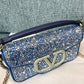 Small Loco Denim Shoulder Bag With Rhinestones