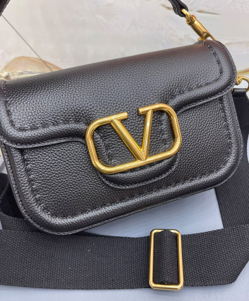 Valentino Garavani Alltime Grainy Calfskin Shoulder Bag