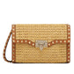 Small Rockstud Shoulder Bag In Woven Raffia