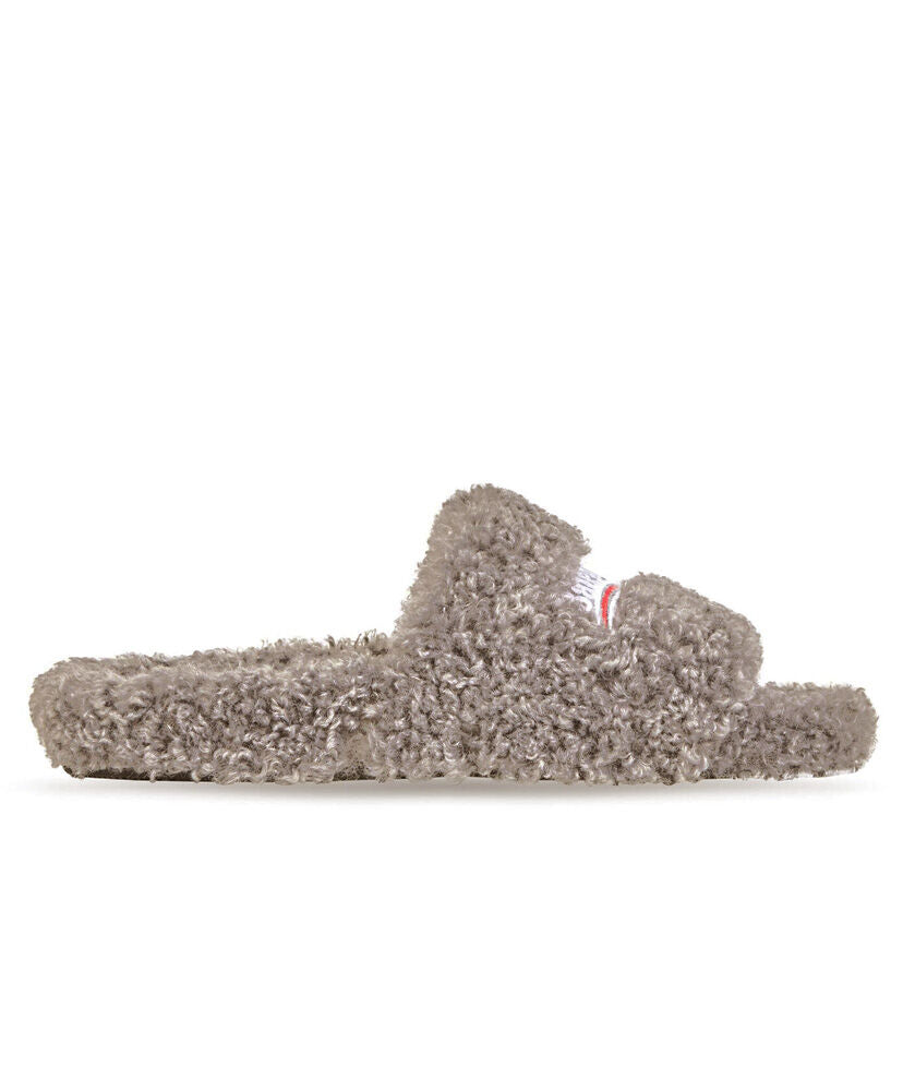 Furry Logo-Embroidered Faux Shearling Slides