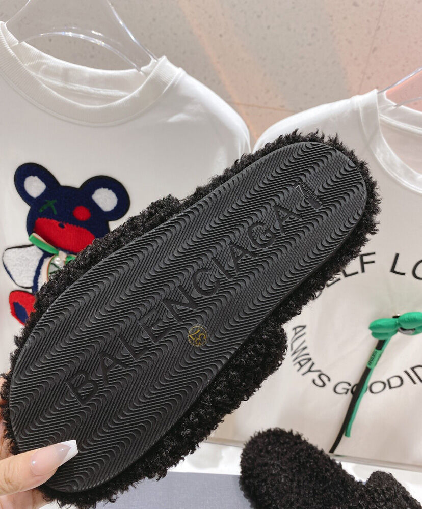 Furry Logo-Embroidered Faux Shearling Slides