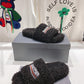 Furry Logo-Embroidered Faux Shearling Slides